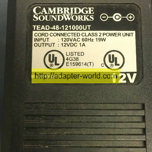 *100% Brand NEW* Cambridge TEAD-48-121000UT 12V 1A Soundworks AC DC Adapter Power Supply Free shipping!